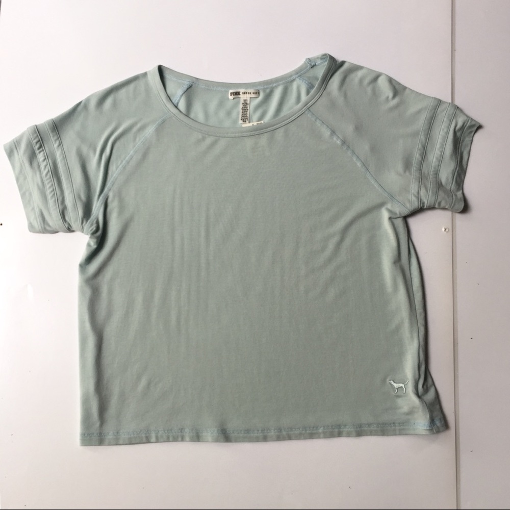 ☀️NEW Victoria’s Secret PINK Super Soft Baby Blue Tee Shirt Size Small
